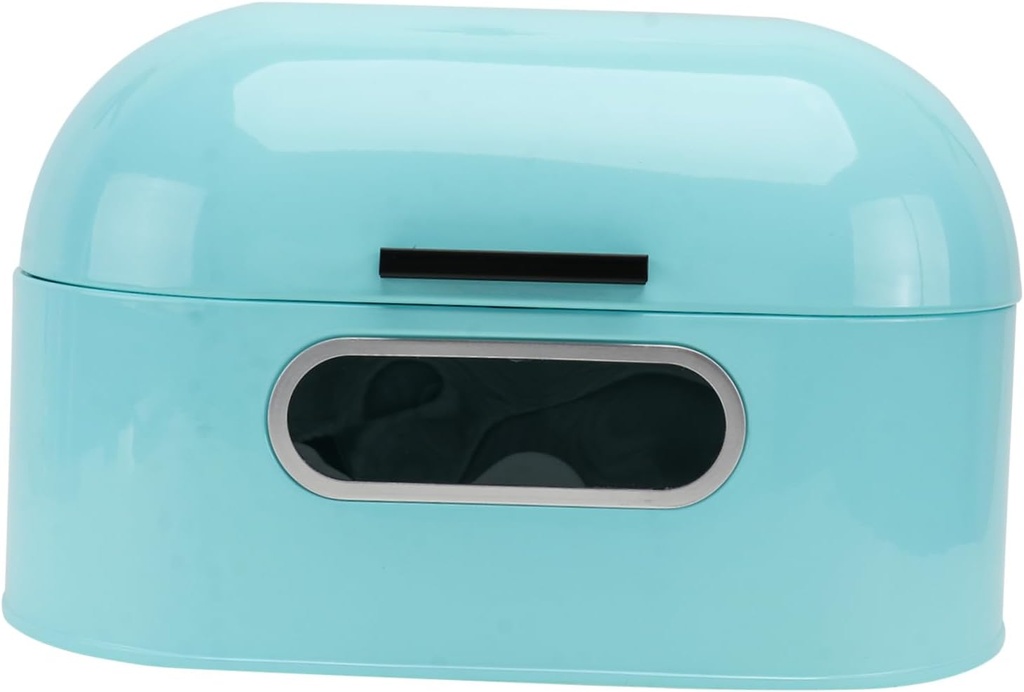 1pc Metal Bread Box Window Compact Kitchen Food Container for Home and Bakery Sky- Color Easy to Store for Bread Preservation