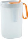 74 oz Plastic Water Pitcher with Removable Lid and Fruit Infuser, 2.2 Liter Shatterproof Water Jug for Hot/Cold Water, Flavor-Infused Beverage & Iced Tea (White)