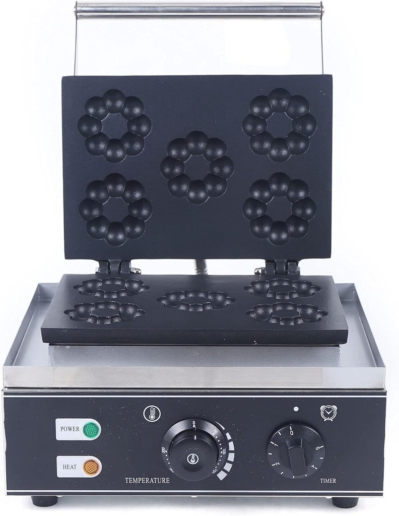 Electric Donut Machine, 5-Hole Plum Flower Donut Waffle Maker, Commercial Doughnut Maker for Home or Business, 110V, Easy to Use, Non-Stick Design
