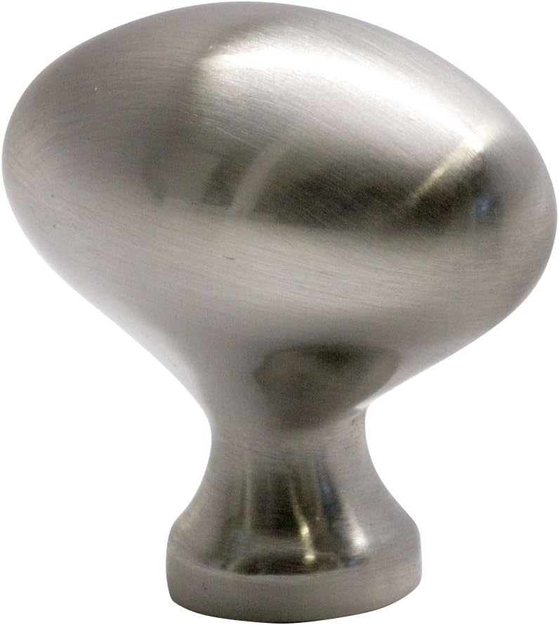 5 Pack Rok Hardware Classic Football Style Metal 1-31/32" Brushed Nickel Kitchen Decor Cabinet Drawer Door Knob