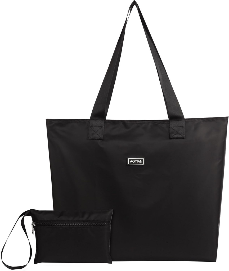 AOTIAN Heavy Duty 20 Liter Reusable Grocery Bags, Thickened Tear-Resistant Polyester Fabric Foldable Machine Washable Shopping Bags, Zipper Closure Water-Resistant Large Tote Bag Travel Gym Beach Bag