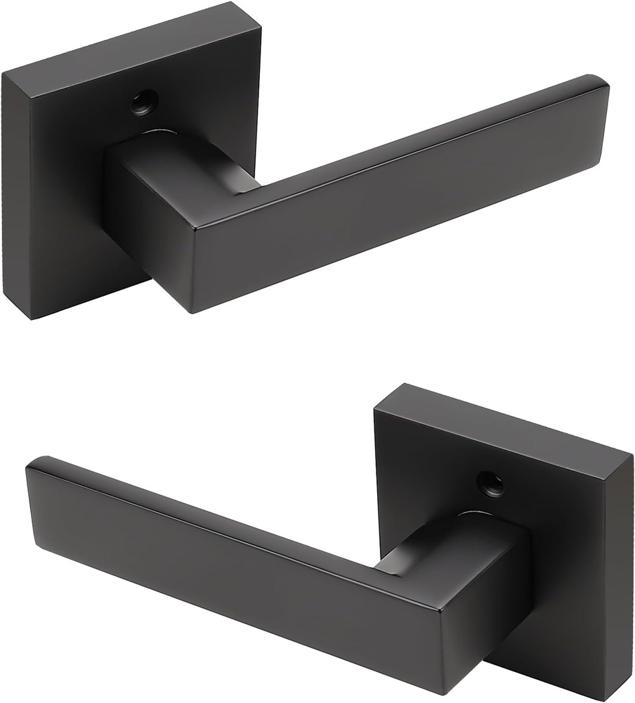 KNOBWELL 2 Pack Heavy Duty Dummy Door Lever Dummy Door Handle, Single Sided Handle for Interior Use in Matte Black Finish, for Both Right/Left Handing 0.93 lb One Lever