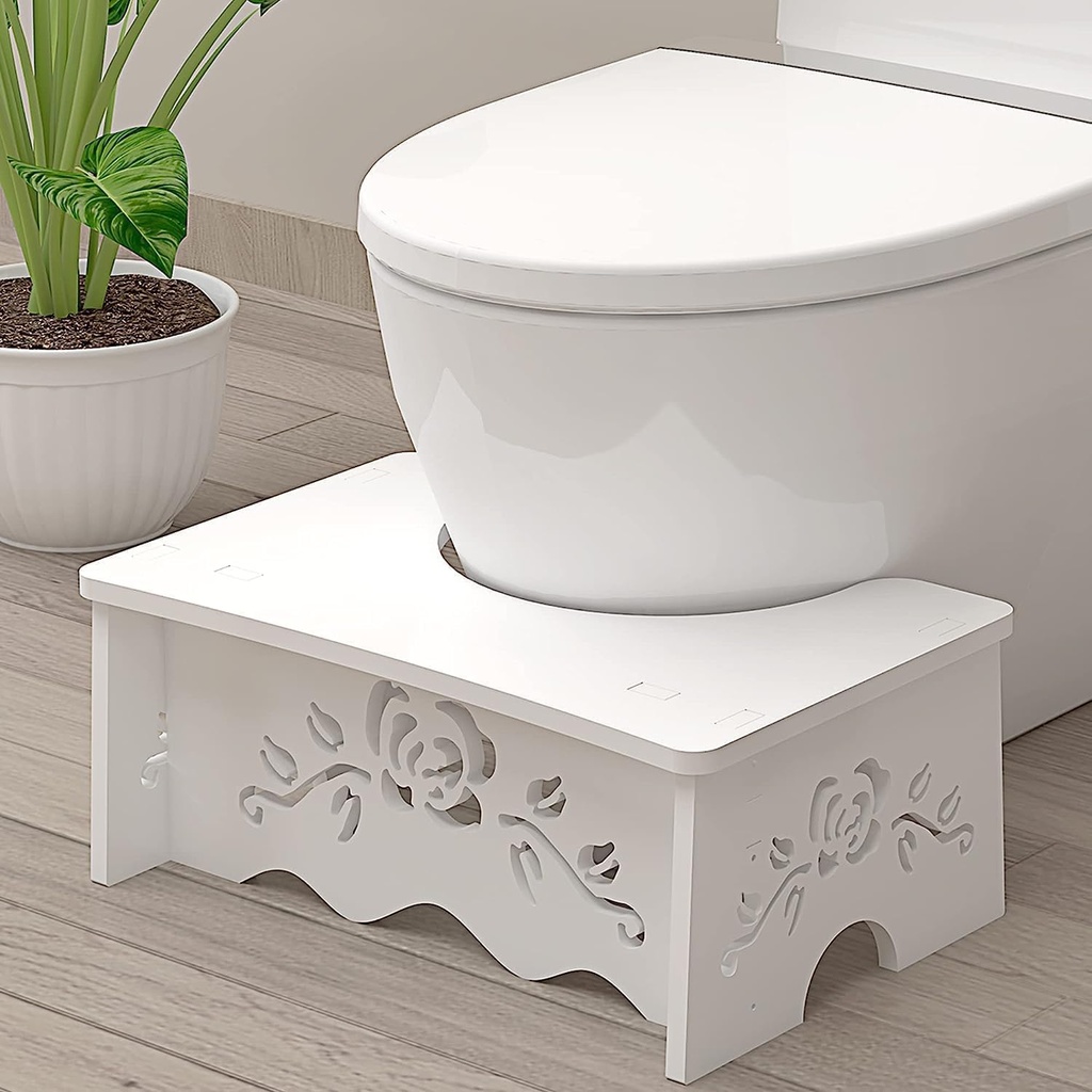 Fanwer Squatting Toilet Stool - Poop Stool for Bathroom, Wood-Plastic Composite, 7 Inch, Adults & Elderly