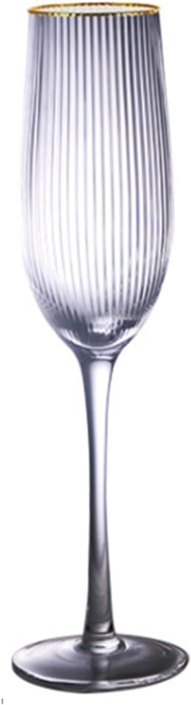 Wedding champagne flute glass, crystal lead-free high footed glass, vertical bar design, used for weddings and gatherings(clear,26 * 7 * 5)