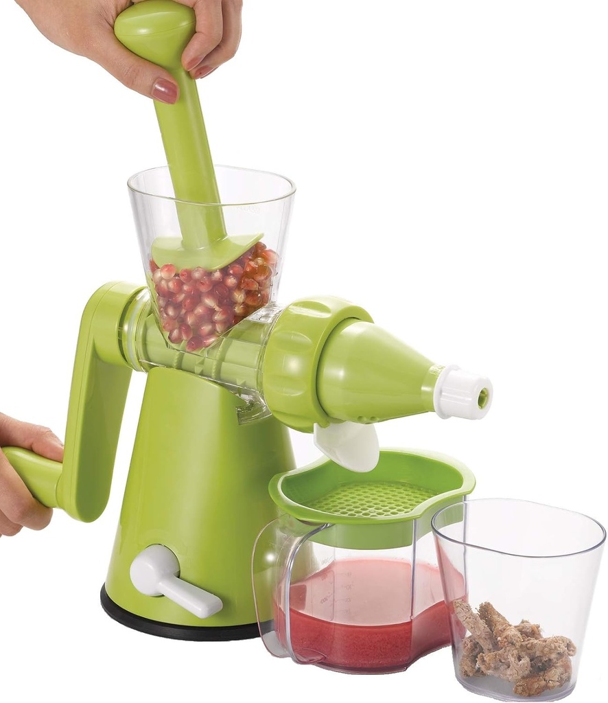 Slow Fruit/Vegetable Manual Juicer Pomegranate/Wheatgrass Juicer +2 Storage Cups & Filter