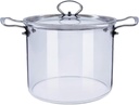 Clear Glass Pot for Cooking, Large Glass Saucepan with Cover High Borosilicate Stovetop Cooking Pot with Lid and Steel Handle, Glass Simmer Pot for Pasta Noodle Soup Milk Food,5.5L
