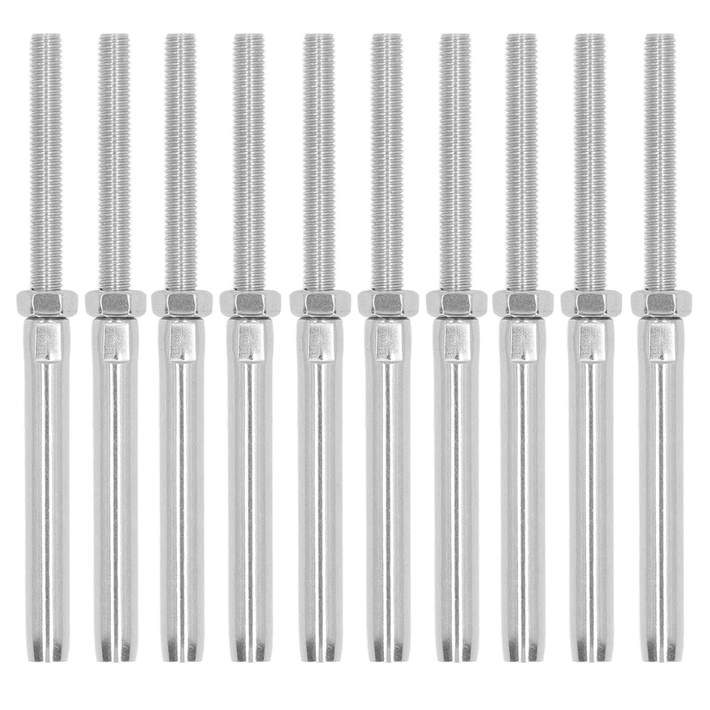 EVTSCAN 10Pcs 316 Stainless Steel Thread Swage Lag Screw Kit, for 1/8 inch Wire Rope DIY Cable Railing, for Wood Post, Deck, Staircase