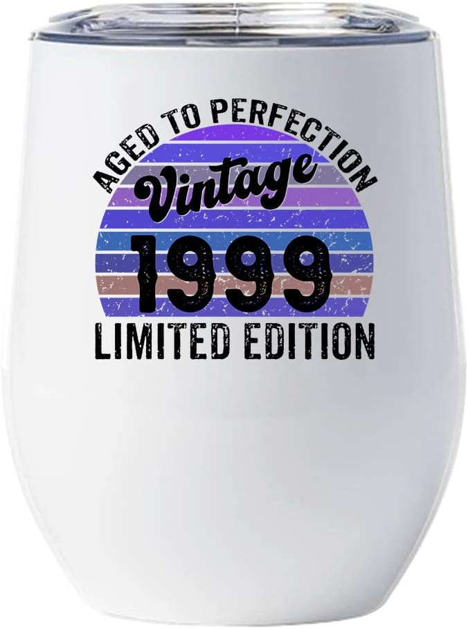 Vintage 1999 Wine Glass 26 Year Cup 26th Birthday Blue Beach Sunset Tumbler Gift