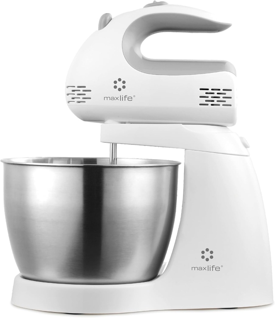 3.2 Quarts Stand Mixer - 5-Speed Electric Powerful Stand Mixer, White, with Stainless Steel Bowl, Dough Hooks, Beaters,