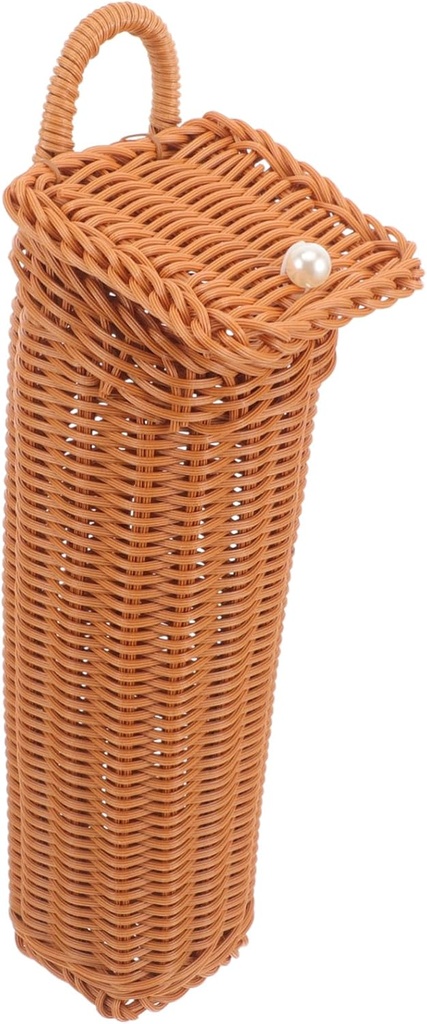 Woven Wall Storage Basket with Lid Hanging Basket for Kitchen Use for Organizing Chopsticks and Sundries Stylish Kitchen Decor and Storage