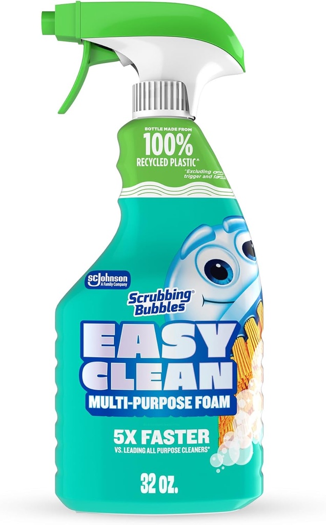 Scrubbing Bubbles Easy Clean Foaming Multipurpose Bathroom Cleaner Spray, Bottle Made from 100% Recycled Plastic, 32 Ounce Spray