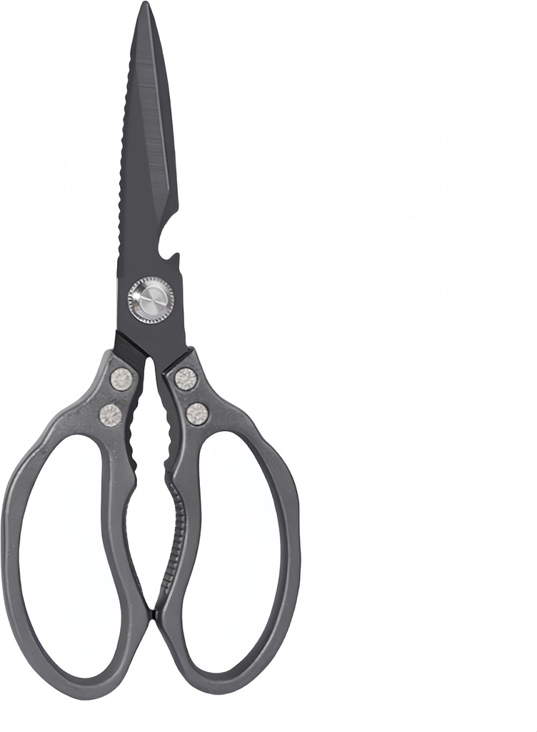 AWinjoy Heavy Duty Sharp Kitchen Scissors - Dishwasher Safe Black Cooking Shears for Meat, Chicken, Fish, Poultry, Herb, Bread (All Black)