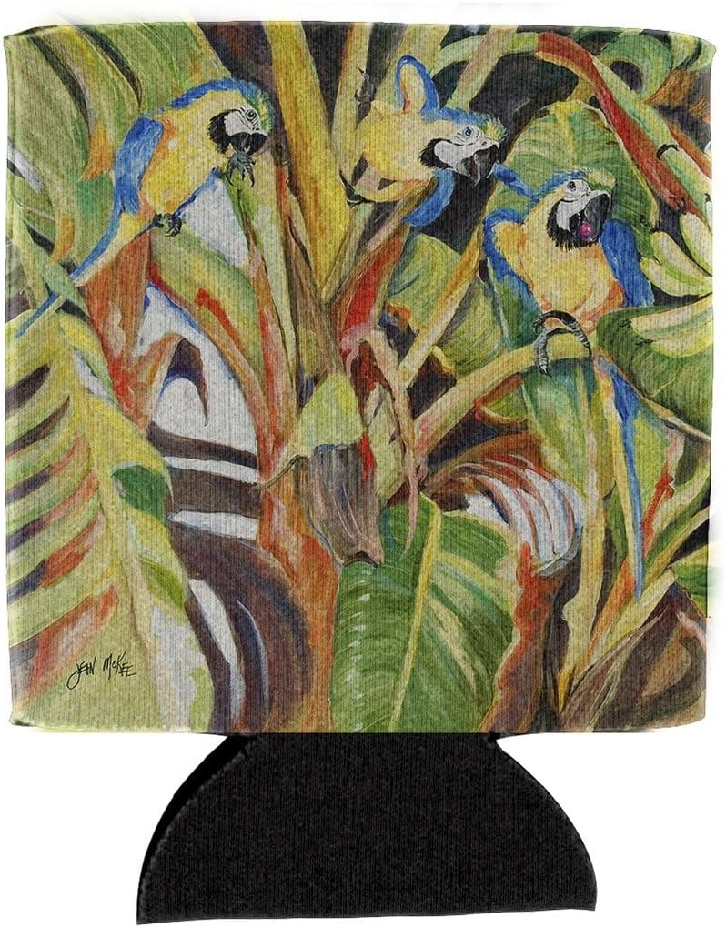 Caroline's Treasures JMK1281CC Parrots Can or Bottle Hugger Cooler Washable Drink Sleeve Collapsible Beverage Insulated Holder, Can Hugger, Multicolor
