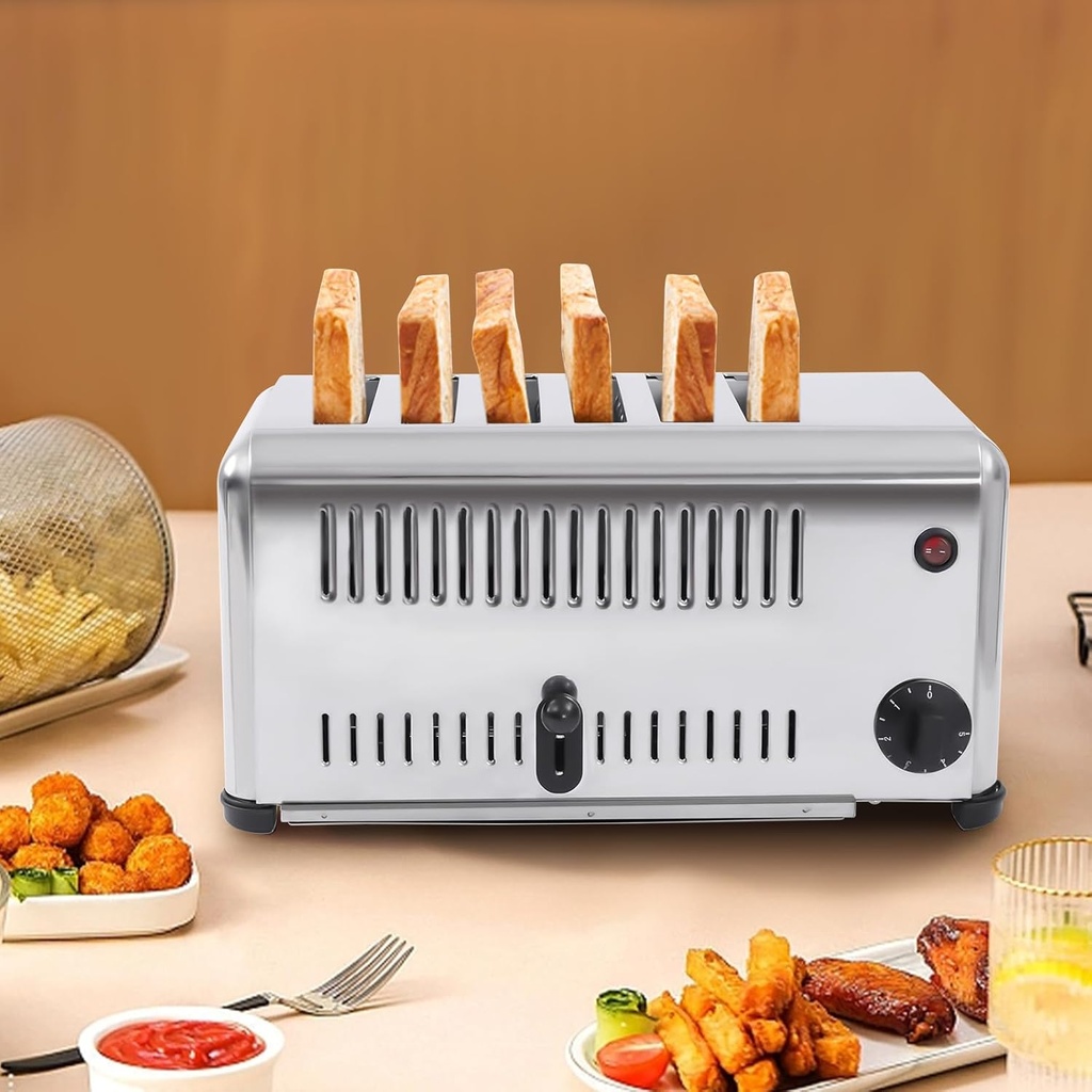 Toaster Bread Baking Machine, 6 Slice Commercial Conveyor Toaster Stainless Steel Slice Toaster Countertop Toaster Bread Toaster Bread Baking Making Machine for Home Restaurant Bakery