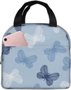 Miaoquhe Butterfly Insulated Lunch Bag for Women Men Blue Butterfly Print Lunch Box Leakproof Thermal Cooler Sack Food Handbags Reusable Tote Bag with Pocket for Work Office Travel School Picnic