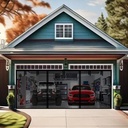 Premium Garage Door Screen for 2 Car Garage 20x8ft, Heavy Duty Durable Fiberglass Screen Mesh with Hook & Loop Tapes, Strips, Doors Screen with Powerful Magnets, Easy to Install (20x8 Black)