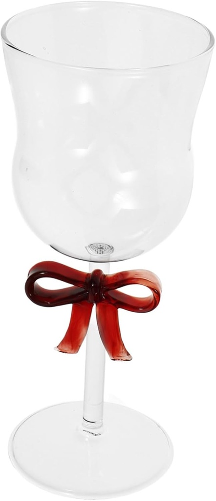 STOBAZA Decorative Red Wine Goblet Elegant Glass Design with Bowknot for Weddings Parties and Home Use Moderate Capacity Wine Glass for Any Occasion