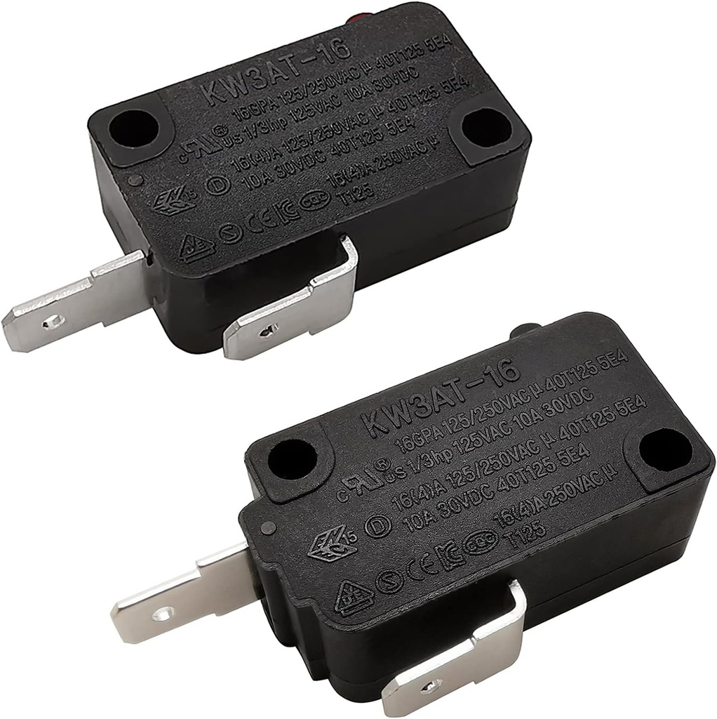 Microwave Oven Door Switch Replacement Part, 16A 125VAC, KW3AT-16 (Downward Compatible with KW3A-16), Normally Open + Normally Closed