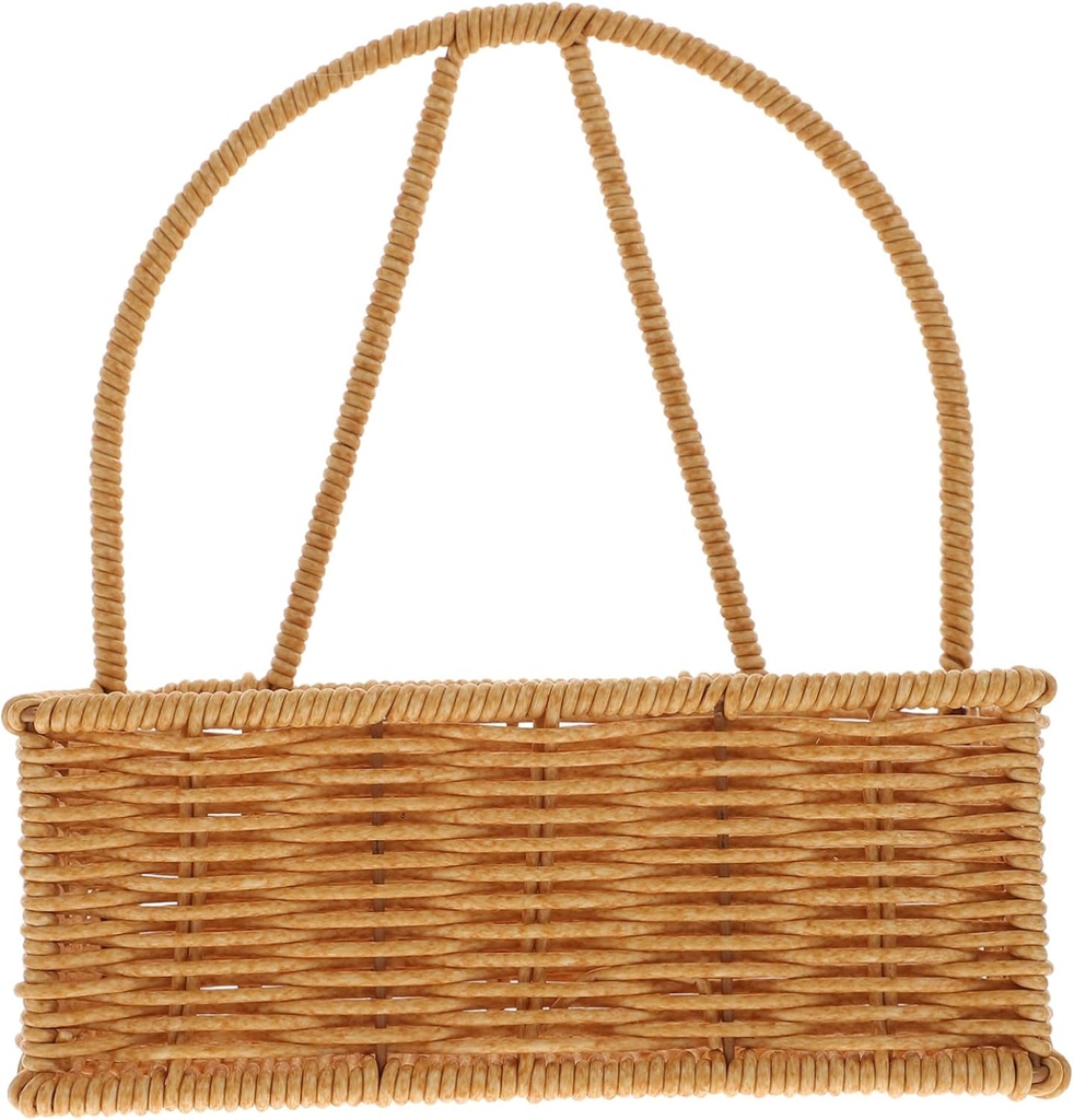 Woven Hanging Wall Basket Organizer for Kitchen and Bathroom Handmade Rattan Storage Basket Decorative Fruit and Vegetable Holder Wall-Mounted Storage Solution