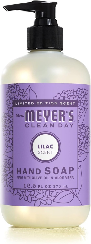 MRS. MEYER'S CLEAN DAY Hand Soap, Made with Essential Oils, Biodegradable Formula, Lilac, 12.5 fl. oz
