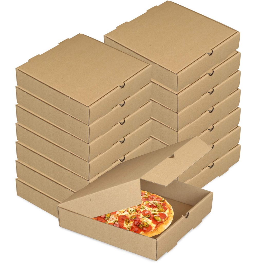 15 Pcs Pizza Boxes, Lainrrew Kraft Corrugated Pizza Boxes Takeaway Cardboard Boxes Take Out Food Containers Packing Boxes for Pizza, Cake, Cookies, Food (6 inch)