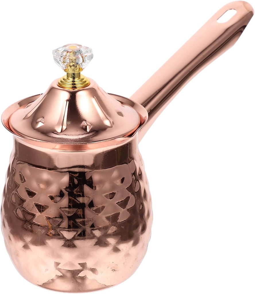 Garneck Stainless Steel Turkish Coffee Pot Long Handle Multi-Function Milk Frothing Pitcher for Household Use Ergonomic Steaming Kettle for Tea and Coffee