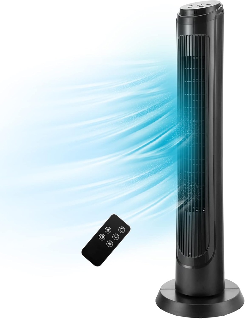 Tangkula 40 Inch Tower Fan with Remote, Oscillating Standing Fan with 3 Wind Modes, 4 Wind Speeds, Smart Control Panel, 15H Timer, Portable Quiet Floor Bladeless Fan for Living Room, Bedroom, Office
