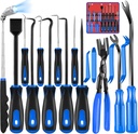 Keze 17 Pcs Hook and Pick Set Auto Trim Removal Tool Kit,Clip Plier Remover Tool Gasket Scraper Telescoping Magnetic Pickup Tool for Automotive Repair and Car Body Door Panel Fastener Removal
