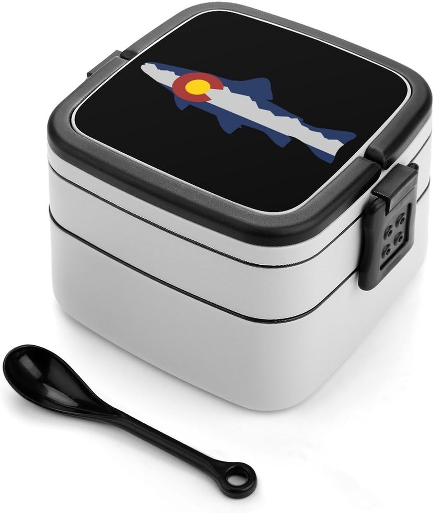 Colorado Mountain Trout Fish Lunch Box with Handle Stackable 2 Layer Leak-Proof Bento Box Portable Food Containers for Unisex