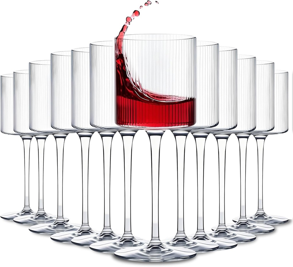 Plastic Goblets Wine Glasses - 12Oz Acrylic Wine Glasses Origami Unbreakable Clear Plastic Cocktail Glasses Recyclable Shatterproof Reusable Wine Cups for Parties & Weddings (Transparent)