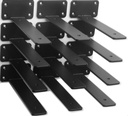 12 Pack - 8 inch Black Hidden L Shelf Bracket (1/5 Inch Thicked) Iron Floating Shelf Brackets Rustic Industrial Metal Brackets for Shelf Support