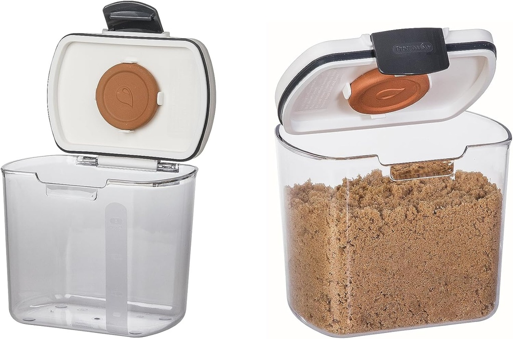 Progressive International Prepworks ProKeeper 2- Piece Kitchen Clear Food Baker's Kitchen Storage Organization Canister Set (Brown Sugar 1.5-Quart)