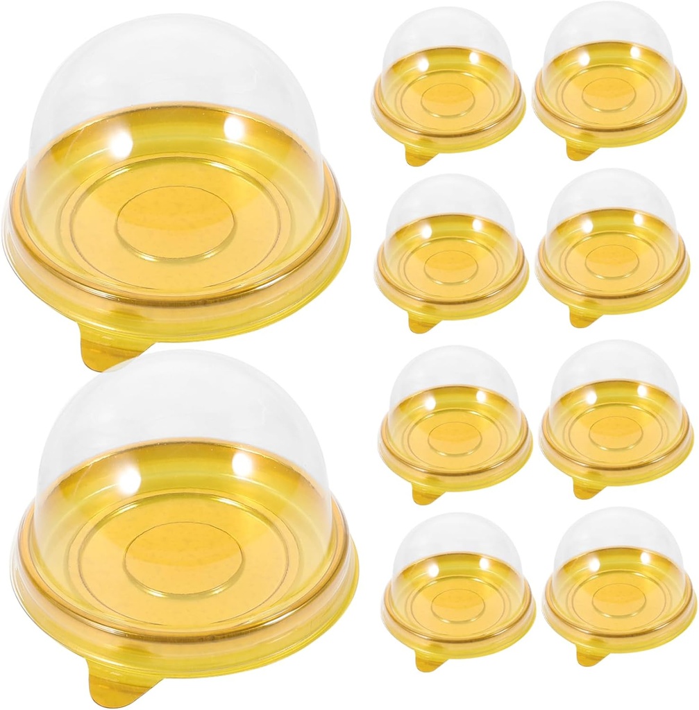 100pcs Round Plastic Egg Yolk Crisp Packaging Boxes High Dome Cupcake Containers for Baking and Wrapping Stackable Design