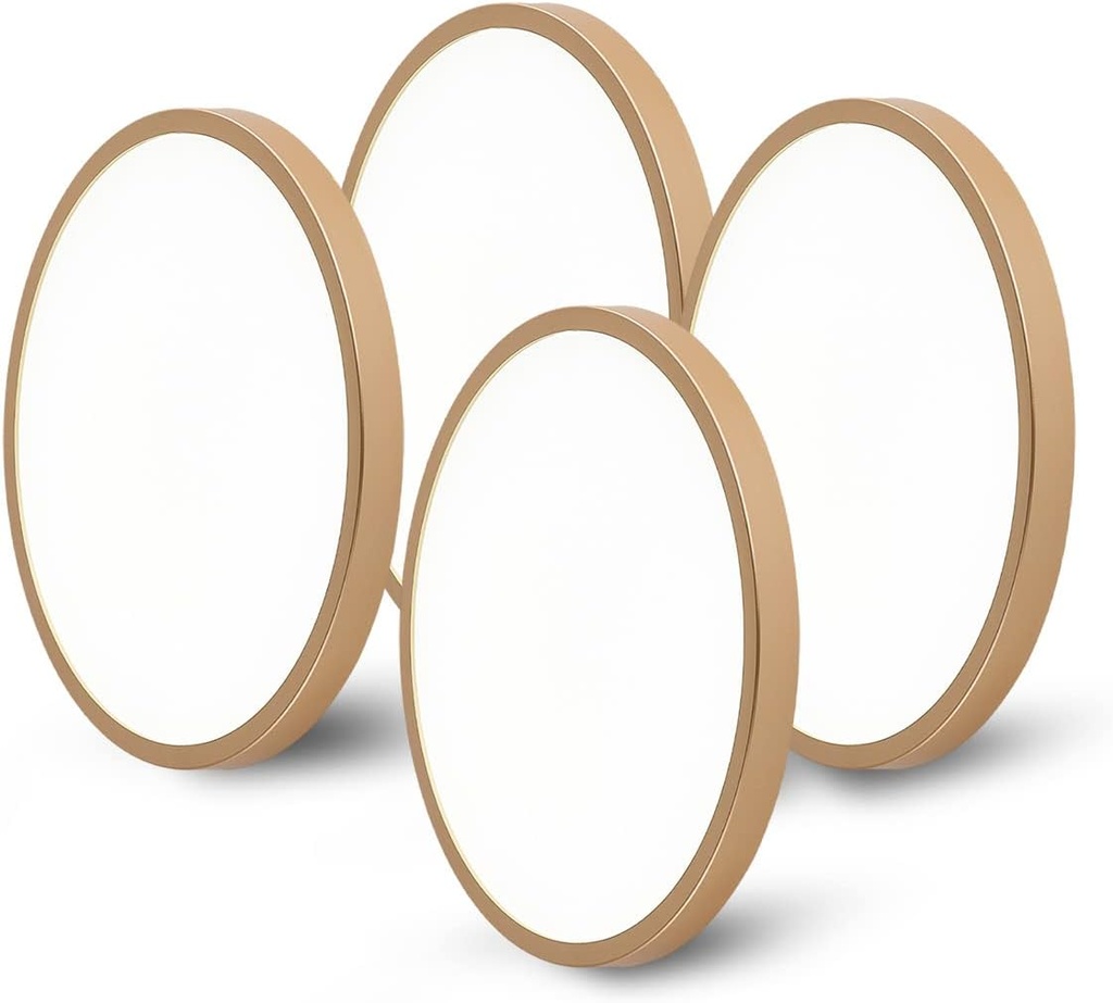 Gold 12inch 28W 5000K LED Ceiling Light Set of 4, Ultra Slim Flush Mount LED Ceiling Lamp for Bedroom, Living Room, Dining Room, Kitchen, Hallway