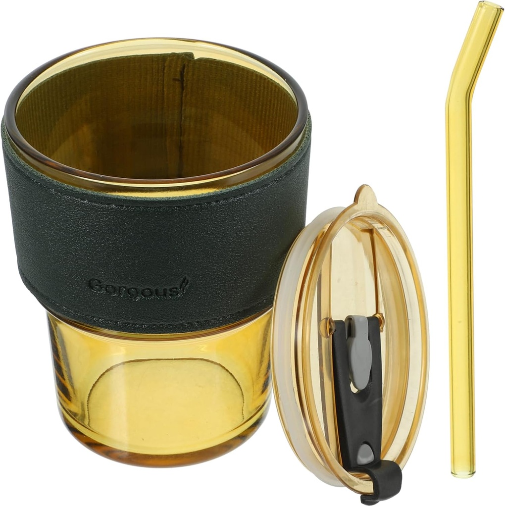 GLEAVI 1set Insulated Creative Glass Latte Cup Sleeve Capacity Reusable Coffee Tea Water Cup