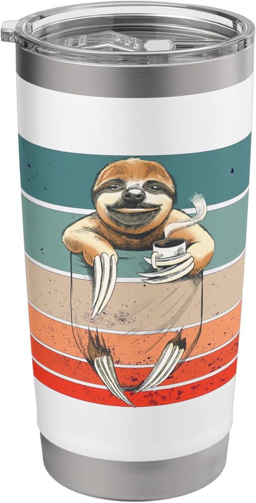 Sloth coffee cup steam cozy morning chill relaxed slow happy Stainless Steel Insulated Tumbler