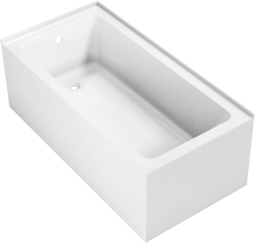 Aqua Eden VTAP6030L22TS 60-Inch Acrylic 2-Wall Corner Alcove Tub with Left Hand Drain, White