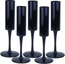 12 Pcs Halloween Black Champagne Flute 6 OZ Acrylic Champagne Flutes Plastic Tall Stemmed Glasses, Unbreakable Goblet Glasses for Wedding Anniversary Christmas Birthday Party (Black)