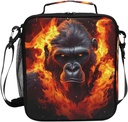 ALAZA Fierce Gorilla King Kong Lunch Box Insulated Lunch Bag Kids Cooler Tote Bag Freezable Shoulder Strap Lunchbox for Girls School Picnic