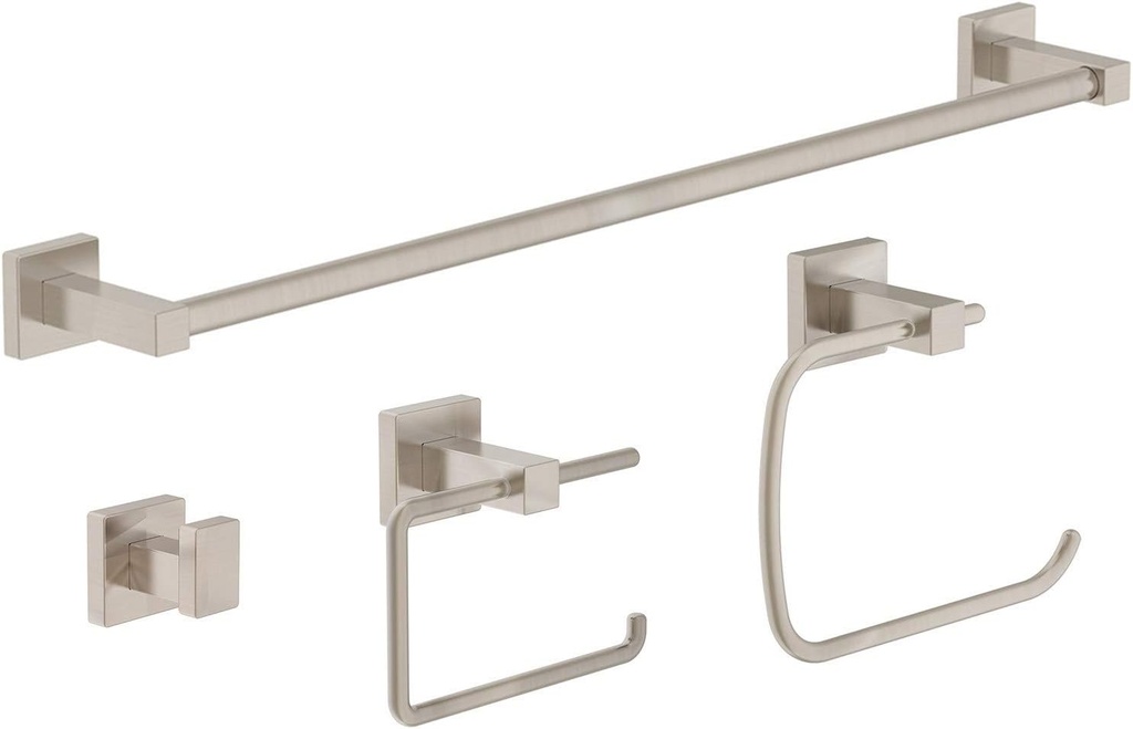 Symmons 36AC4BUNDLESTN Duro 4-Piece Wall-Mounted Bathroom Hardware Set in Satin Nickel