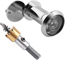 Door Viewer Peephole, Door Viewers with 0.63inch/16mm Drill Bit Kit, Fits 1-3/8" to 2-1/4" Front Door, 200 Degree Wide Angle Peep Eye Hole, Anti Peeping Reverse Covers - Polished Silver