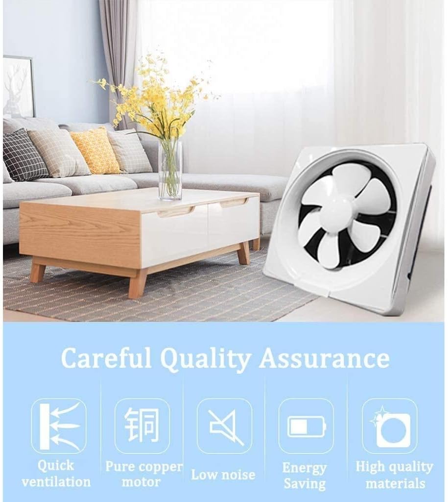Wall Mounted Exhaust Fan Ventilation Extractor Kitchen Exhaust Fan Wall or Window Mounted Household Extractor Fans Quiet Ventilation Fan Bathroom Ventilator/8 Inches (6 Inches)