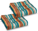 Classic Accessories Water-Resistant Square Patio Seat Cushions, 19 x 19 x 5 Inch, 2 Pack, SanteFe Stripe, Outdoor Seat Cushions