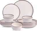 12-Piece Melamine Dinnerware Sets – Unbreakable Plates & Bowls Sets for Outdoor, Camping, Picnic, Party – Durable Dishware Sets, Lightweight & Shatterproof (White)
