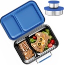 Stainless Steel Lunch Box for Kids, Leak Proof Bento Lunch Box BPA Free 304 Stainless Steel Bento Box Stainless Bento Box with Containers for School and Office(Blue)