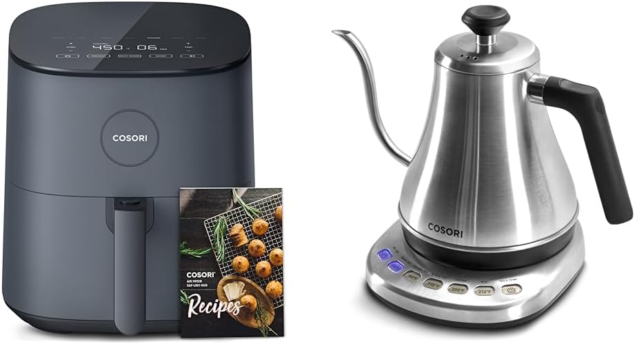 COSORI Air Fryer Pro LE 5-Qt Airfryer, Quick and Easy, UP to 450℉ & Electric Gooseneck Kettle with 5 Variable Presets, Pour Over Kettle & Coffee Kettle