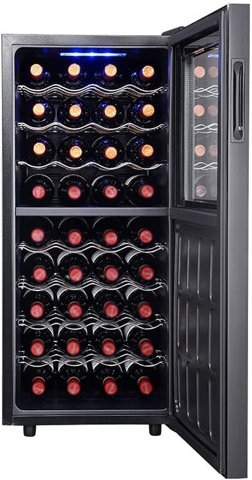 36-Bottle Free-Standing Countertop Wine Cellar Cooler,Wine Cooler Refrigerator Fresh-Keeping Cabinet with Removable Shelf and LED Lights,Temperature R
