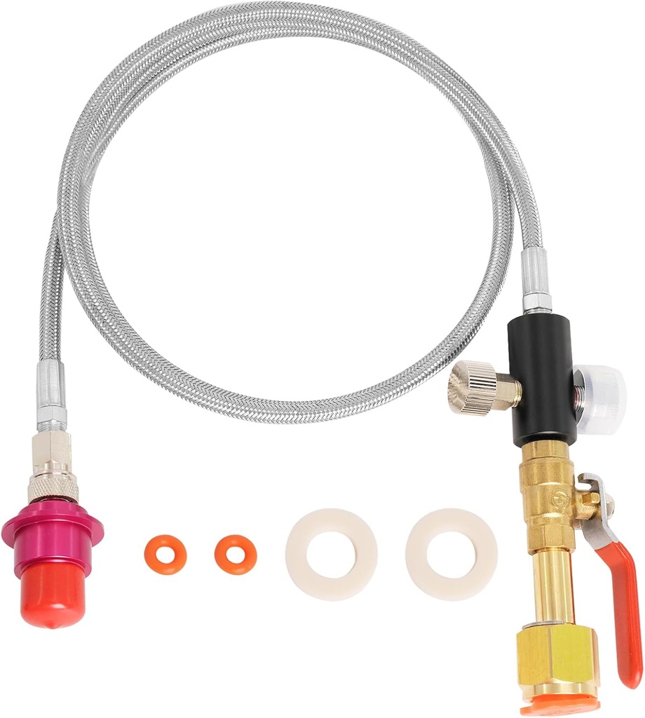 Soda Hose Kit Soda Maker Quick Connect Co2 Adapter with Flow Control Ball Valve Compatible with Gaia Terra DUO Art Soda Machine, 60inch High Pressure Stainless Steel Hose