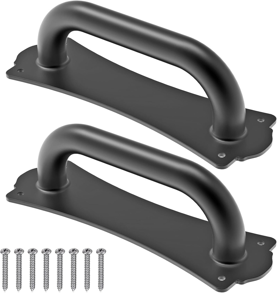 Dolibest 7.8'' Heavy Duty Steel Door Handle, Metal Fence Gate Pull Handle, Sliding Door Handle Suitable for for Gate Barn Door, Closet, Garage, Includes Install Hardware, Easy to Install, 2 Pack