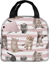 Insulated Lunch Bag Water-resistant Cooler Tote Box with Zipper for Women Work Picnic Travel Cat